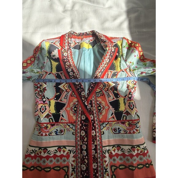 Alice + Olivia Nate Euphoria Mixed Print Linen Blend Fitted Blazer Jacket Large - Picture 8 of 13